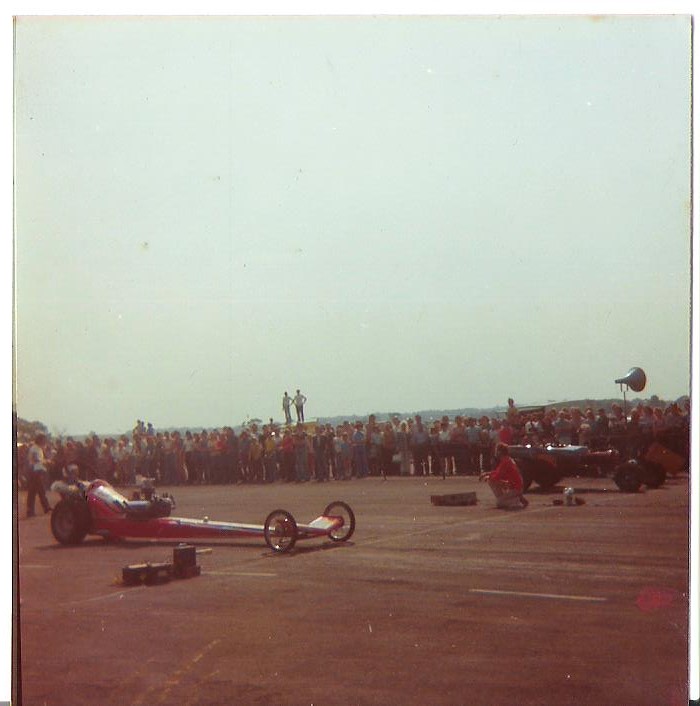 Felton-Two local Chev. powered cars 'Big Geordie' rail against 'Apollo' Falcon bodied altered with a decent-sized crowd.